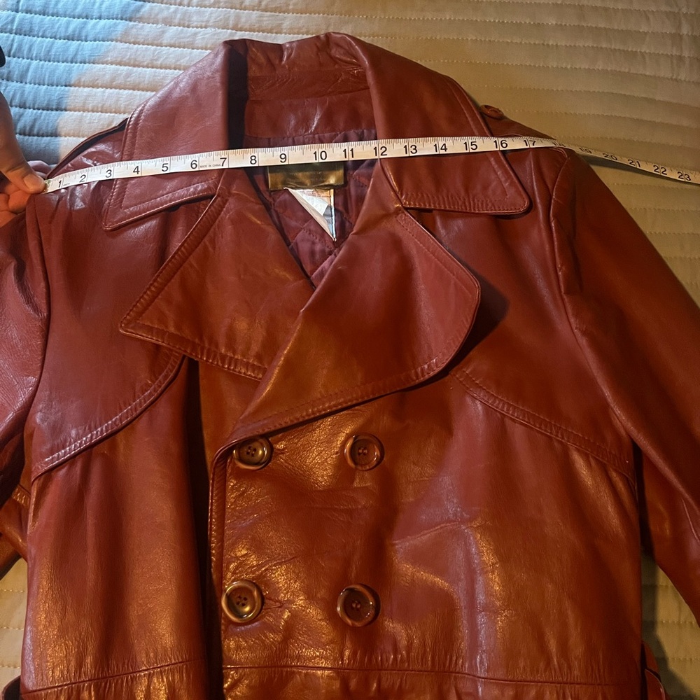 Sears Brown Leather Trench Coat - Picture 3 of 10